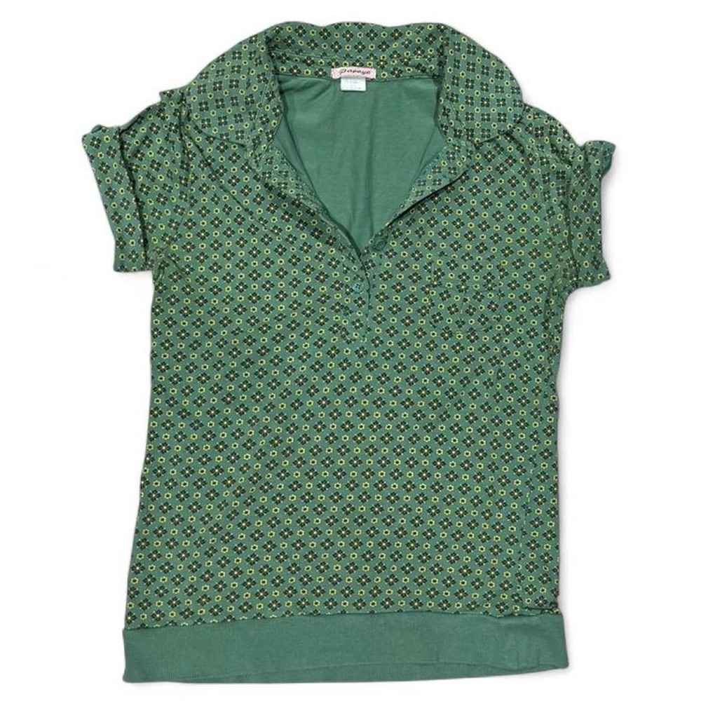 Vintage Papaya Green Patterned Blouse